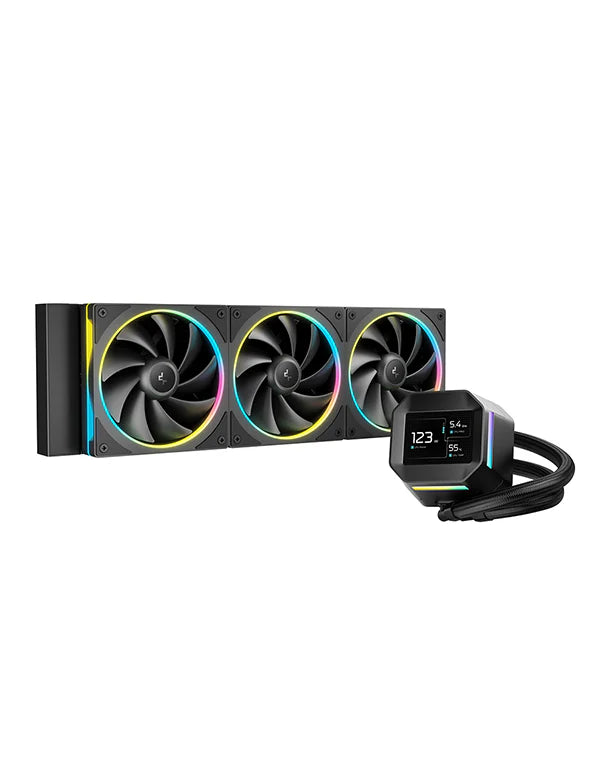 Deepcool LM360 AIO LCD ARGB Liquid Cooler, 2.4" IPS LCD Display, 6th-generation Pump, 2500~3600 RPM±10%, 66.23 CFM Fan Airflow, 3.27 mmAq Fan Air Pressure, Hydro Bearing, Black R-LM360-BKDMMC-1