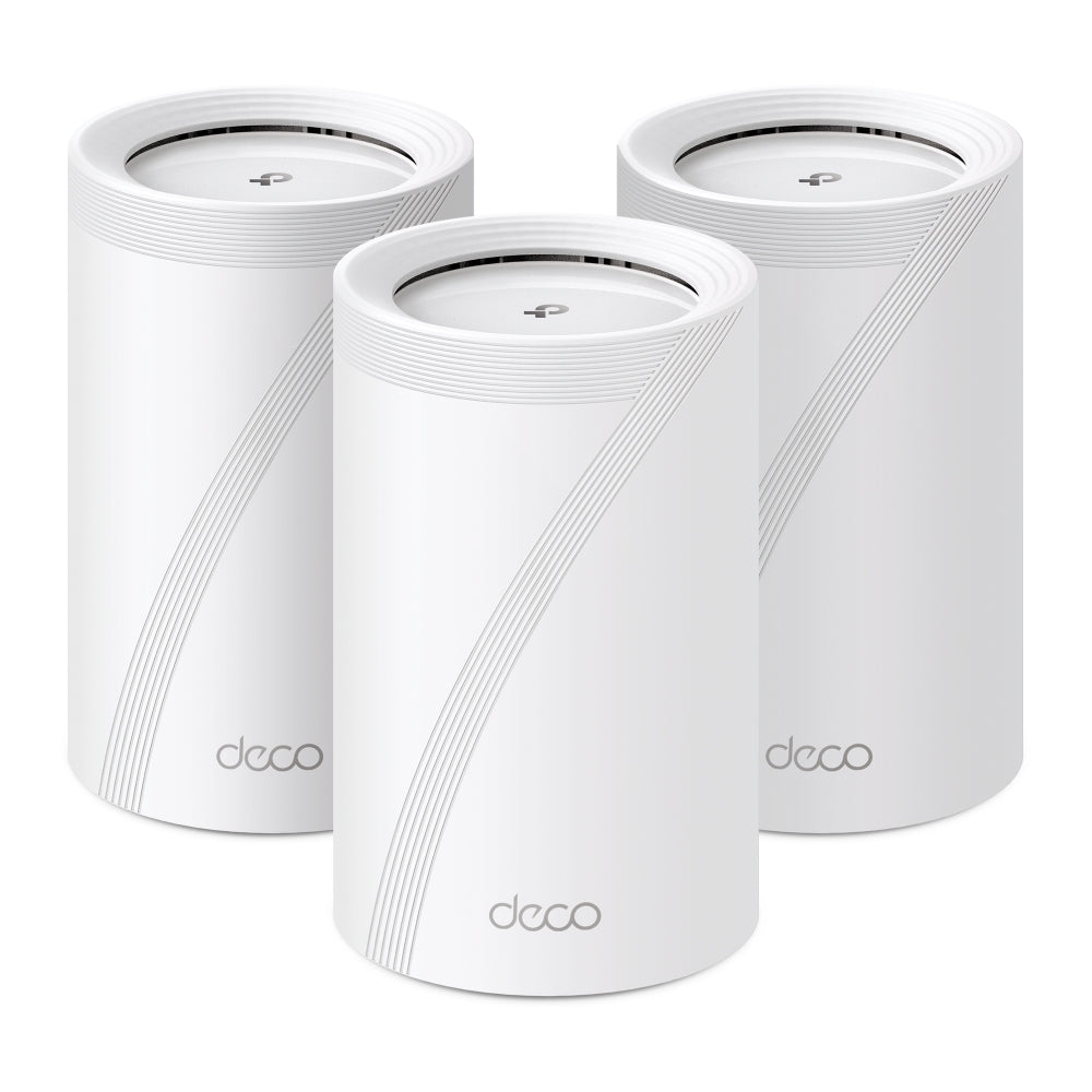 TP-LINK Deco BE65 Whole Home Mesh Wi-Fi 7 System, Dual Band, Speed up to 9.3 Gbps, 3 Pack, White