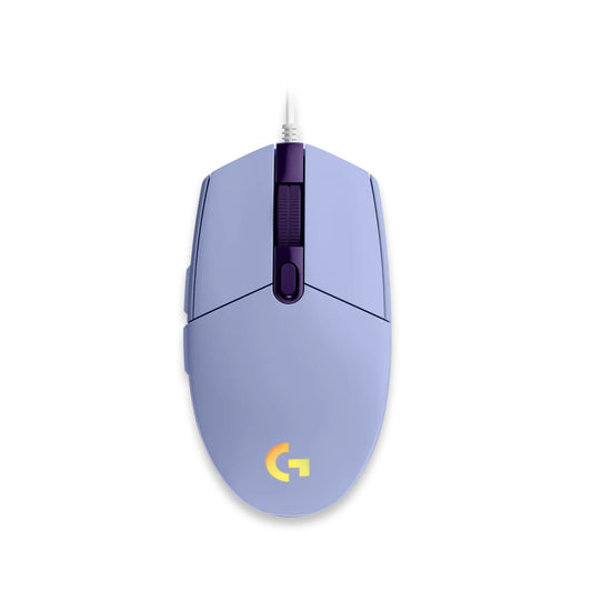 Logitech G203 Wired Gaming Mouse, 8,000 DPI, Rainbow Optical Effect LIGHTSYNC RGB, 6 Programmable Buttons, On-Board Memory, Screen Mapping, PC/Mac Computer and Laptop Compatible-Lilac