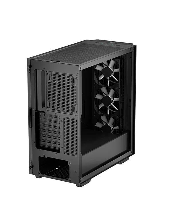 DeepCool CG540 Mid Tower Tempered Glass Side & Front Window Panel Case, 175mm, Addressable RGB LED Fans, 2xUSB 3.0, ATX PS2, Black.