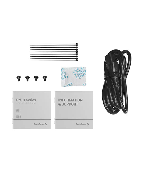 DeepCool PN850D Non-Modular Power Supply, 850W Power, 80 Plus Gold Certified, Active PFC + Full Bridge SRC LLC + DC to DC, Hydro Bearing, 120mm Fan Size, Black.