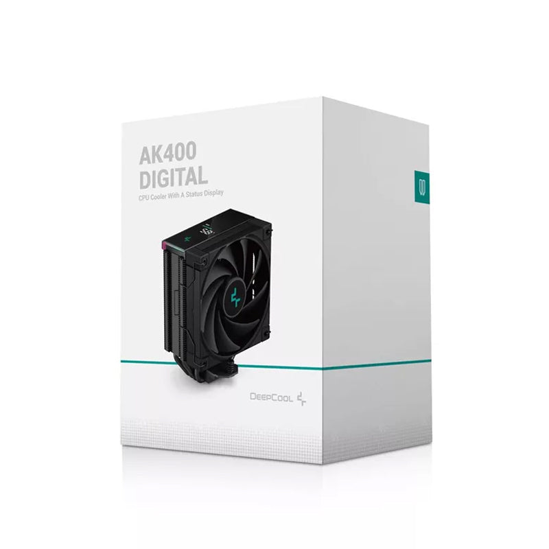 Deepcool AK400 Digital CPU Air Cooler Mighty 220W TDP 4 Copper Heatpipes Single-Tower CPU Cooler With Status Display Screen And ARGB Led Strips 120mm FDB Fan For LGA 1700/1200/1151/1150/1155/Am5/Am4-GC
