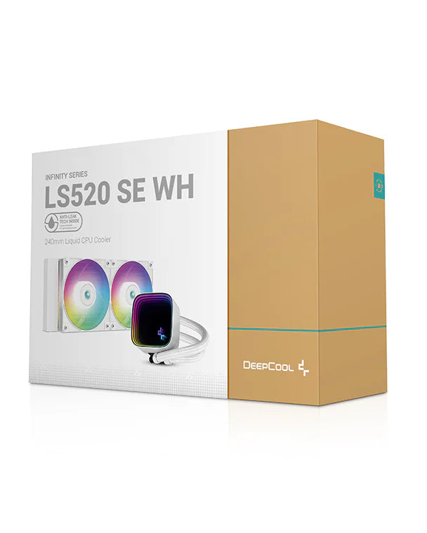 DeepCool LS520 SE AIO Liquid CPU Cooler, RGB Infinity Mirror Cover, 240mm Radiator, 120mm ARGB PWM Fans, 500~2250 RPM Fan Speed, 85.85 CFM Airflow, LGA1700/1200/ AMDAM5/AM4, White