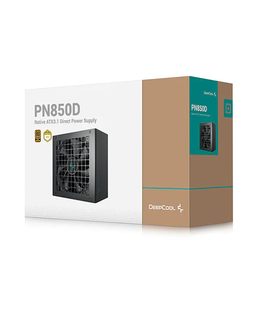 DeepCool PN850D Non-Modular Power Supply, 850W Power, 80 Plus Gold Certified, Active PFC + Full Bridge SRC LLC + DC to DC, Hydro Bearing, 120mm Fan Size, Black.