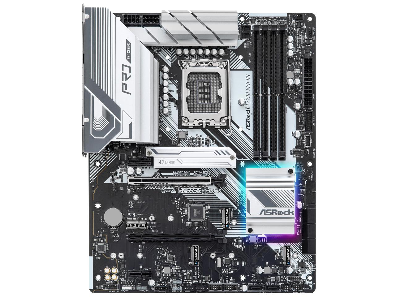 ASRock Z790 PRO RS Intel LGA1700 ATX Mainboard, DDR5, PCIE 5.0 x16, Quad M.2 slots, 2.5Gb Lan, Nahimic Audio, USB3.2 Gen2X2 Type_C, Power Phase, Copper PCB