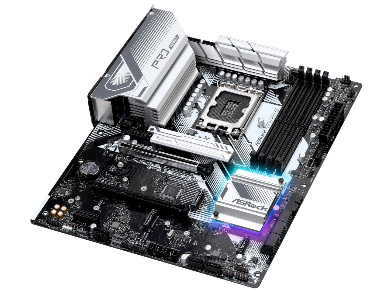ASRock Z790 PRO RS Intel LGA1700 ATX Mainboard, DDR5, PCIE 5.0 x16, Quad M.2 slots, 2.5Gb Lan, Nahimic Audio, USB3.2 Gen2X2 Type_C, Power Phase, Copper PCB