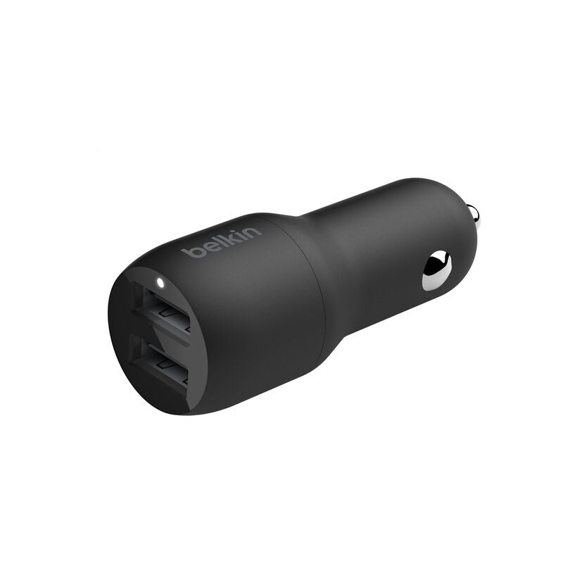 Belkin Dual USB Car Charger 24W + Lightning Cable (Boost Charge Dual Port Car Charger, 2-Port USB Car Charger)
