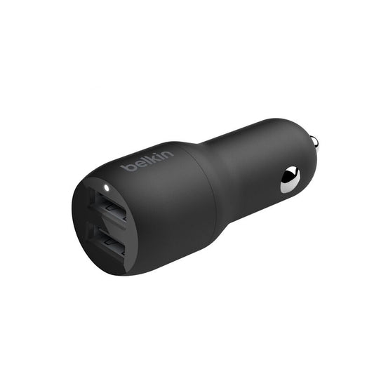Belkin Dual USB Car Charger 24W + Lightning Cable (Boost Charge Dual Port Car Charger, 2-Port USB Car Charger)