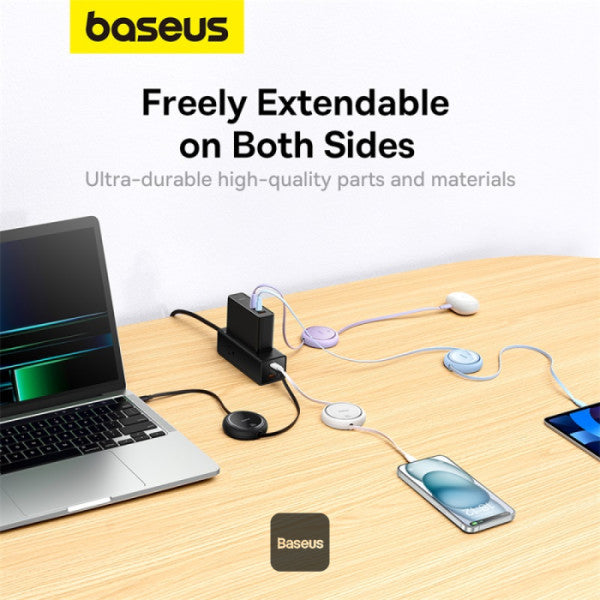 Baseus 100W Free2 Draw Mini Both-Way Retractable Type C to Type C Fast Charging Data Cable 1M - Blue, P10364500311-00