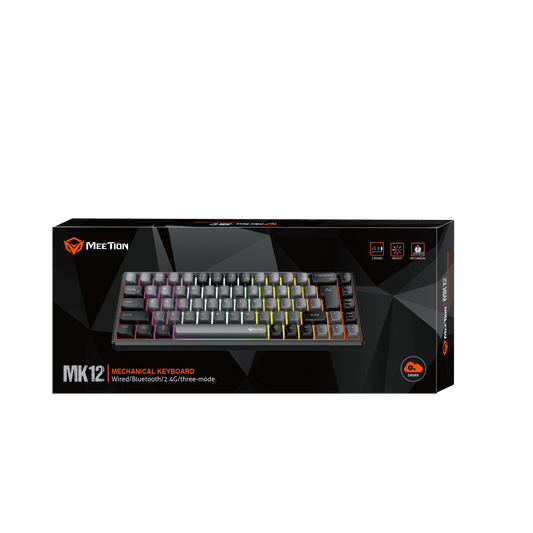 MEETION MK12 Black 65% Tri-Mode Wireless RGB Mechanical Keyboard – Arabic/English Layout