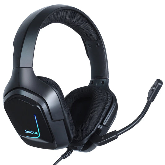 ONIKUMA K20 Wired Gaming Headsets With Microphone RGB Light-Black Games Corner