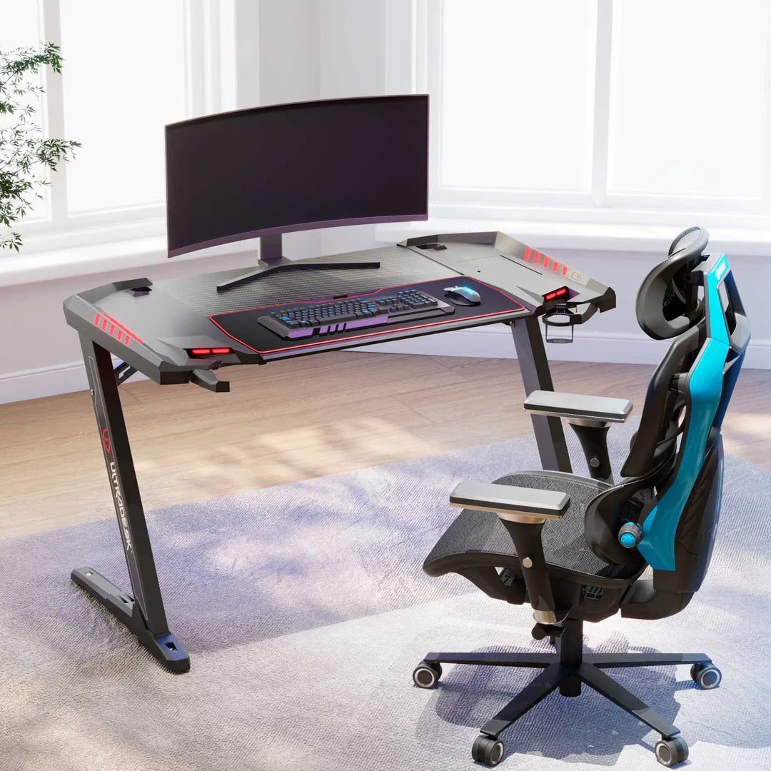 EUREKA ERGONOMIC Gaming Desk with led Lights,ERK-EDK-Z2BK-V3