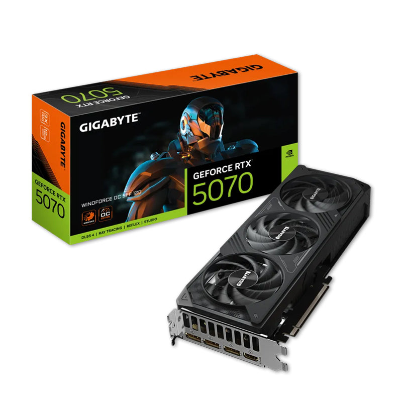 GIGABYTE GeForce RTX 5070 WINDFORCE OC SFF 12G Graphics Card, 12GB 192-bit GDDR7, PCIe 5.0, WINDFORCE Cooling System, GV-N5070WF3OC-12GD Video Card.