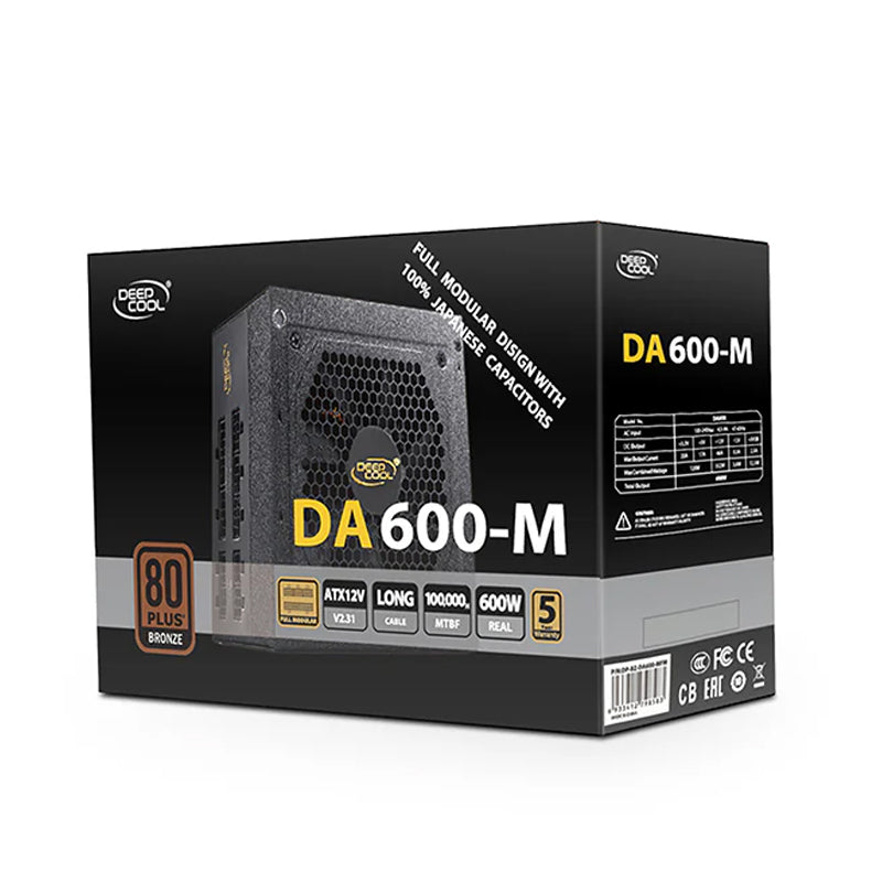 Deepcool DA600-M 80 Plus Bronze certified 600W Power Supply,140mm PWM Silent Fan,DP-BZ-DA600-MFM