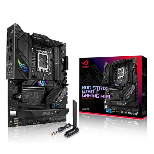 ASUS ROG Strix B760-F Gaming WiFi Intel® B760(13th and 12th Gen) LGA 1700 ATX Motherboard,16 + 1 Power Stages,DDR5 up to 7800 MT/s,PCIe 5.0,3xM.2 Slots,WiFi 6E,USB 3.2 Gen 2x2 Type-C®,Aura Sync RGB