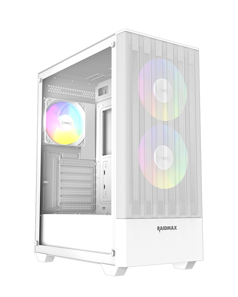 RAIDMAX V218 Mid Tower PC Case – ARGB Gaming Case with Mesh Front-White