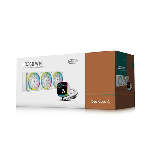 DeepCool LQ360 AIO Liquid CPU Cooler, Segment LCD Display, 360mm Radiator,White