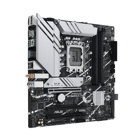 ASUS PRIME B760M-A WIFI LGA1700 mATX Motherboard, Intel B760 Chipset, 4x DDR5 DIMM, Support up to 128GB Memory, Wi-Fi 6 / 2.5Gb ETH / PCIe 4.0, USB 2.0 / 3.2 Type-C, 2*M.2, HDMI/DP