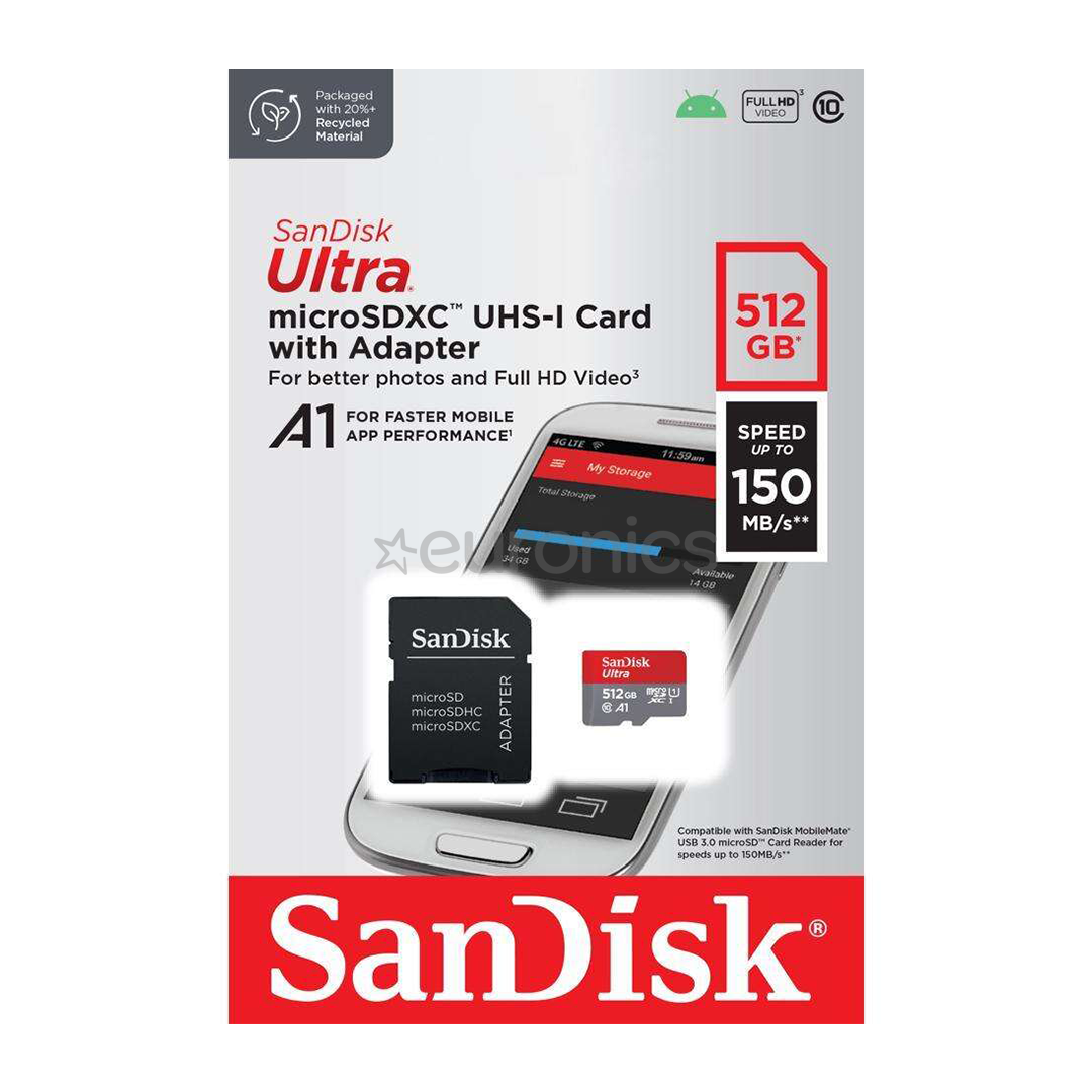 SanDisk 512 GB MicroSDXC Ultra 150MB Card Only – Extended Capacity SD