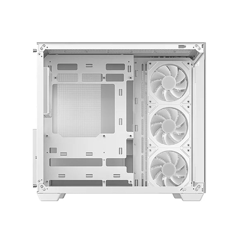 DeepCool CG530 4F Panoramic ATX Mid-Tower Case 4x Pre Installed Fans Dual Chamber, Support Back Connectors & Up to 2x 360mm +280mm Radiators, Front 2x USB3.0 , White