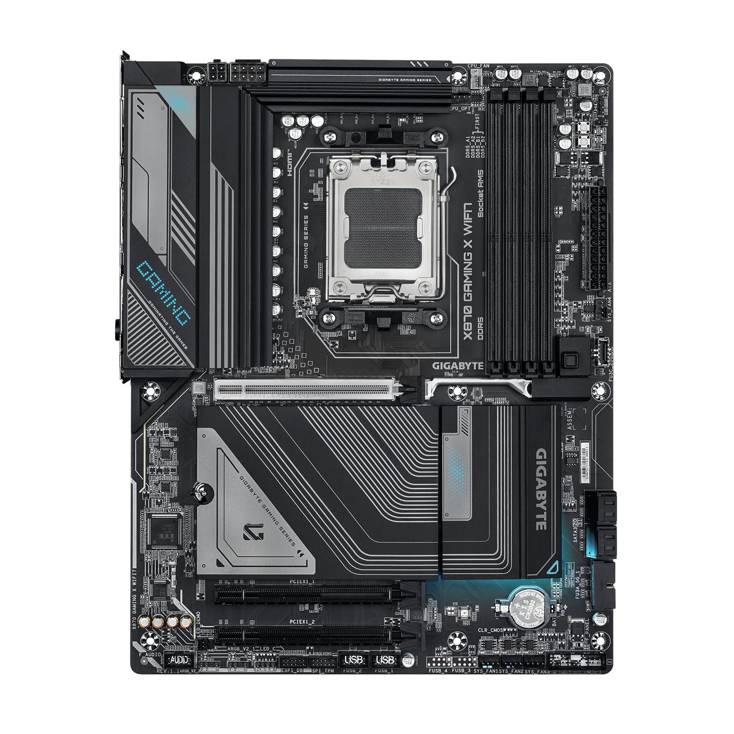 GIGABYTE X870 Gaming X WIFI7 AMD AM5 LGA 1718 Motherboard, ATX, DDR5, 3X M.2, PCIe 5.0, USB4, WIFI7, 2.5GbE LAN, EZ-Latch