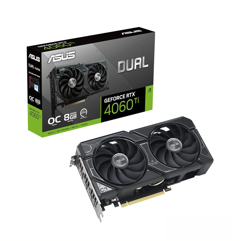 ASUS Dual GeForce RTX™ 4060 Ti OC Edition 8GB GDDR6, PCIe 4.0, 8GB GDDR6, DLSS 3, HDMI 2.1, DisplayPort 1.4a, Axial-tech Fan Design Graphics Card-Black-90YV0J49-M0NA00