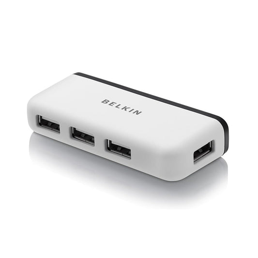 Belkin Travel 4-Port USB 2.0 Hub with Built-In Cable Management,White