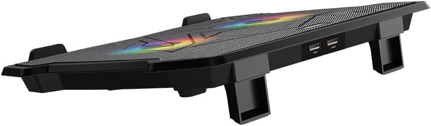 MEETION CP2020 Cooler Pad – Quiet Adjustable RGB Gaming Laptop Cooling Pad – With Dual Fans – Up to 14 Inch – 2*USB | MT-CP2020