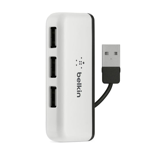 Belkin Travel 4-Port USB 2.0 Hub with Built-In Cable Management,White
