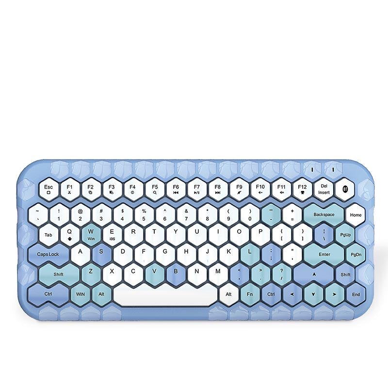 Mofii honey BT Wireless BT Keyboard Mixed Color 83 Key Mini Portable Keyboard for Phone/Tablet/Laptop Blue