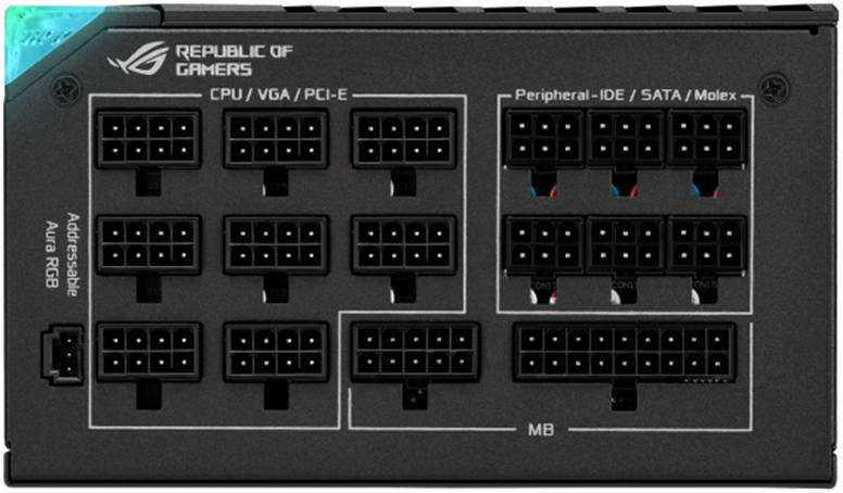 Asus Rog Thor 1200W Platinum II ATX Power Supply Unit, 80Plus Platinum Efficiency, ARGB Aura Sync, 100-240Vac AC Input Range, 1200W Total Output.