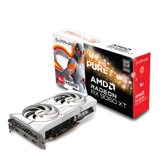 SAPPHIRE PURE AMD Radeon RX 9060 XT Graphics Card, 16GB GDDR6 128-Bit Memory, 3290 MHz Boost Clock, 2048 Stream Processors, 20 Gbps Memory Speed, PCI-Express 5.0 x16