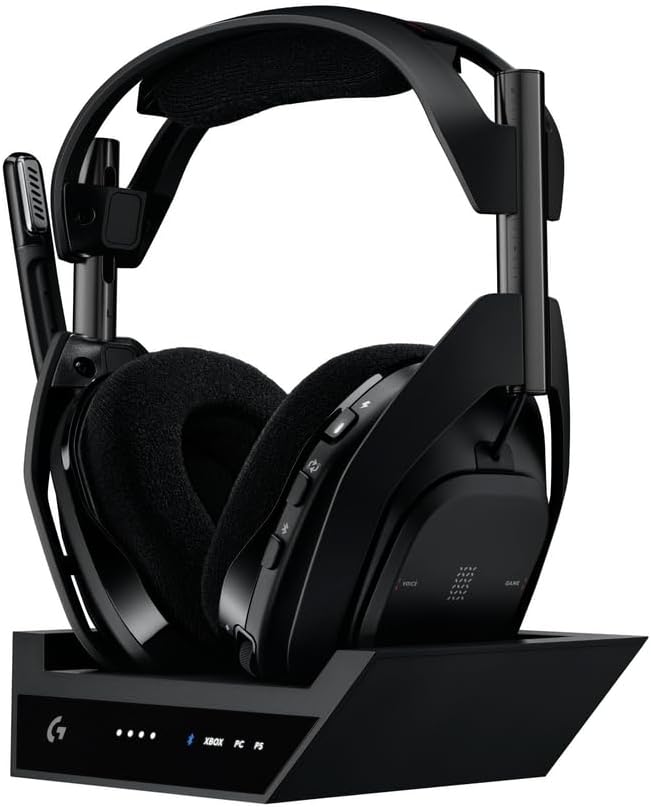Logitech G Astro A50 X Omni-Platform Wireless Gaming Headset + Base Station for PS5, Xbox, PC: PLAYSYNC Video & Audio Switcher - Black