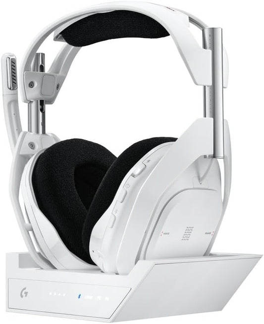 Logitech G Astro A50 X Omni-Platform Wireless Gaming Headset + Base Station for PS5, Xbox, PC: PLAYSYNC Video & Audio Switcher - White