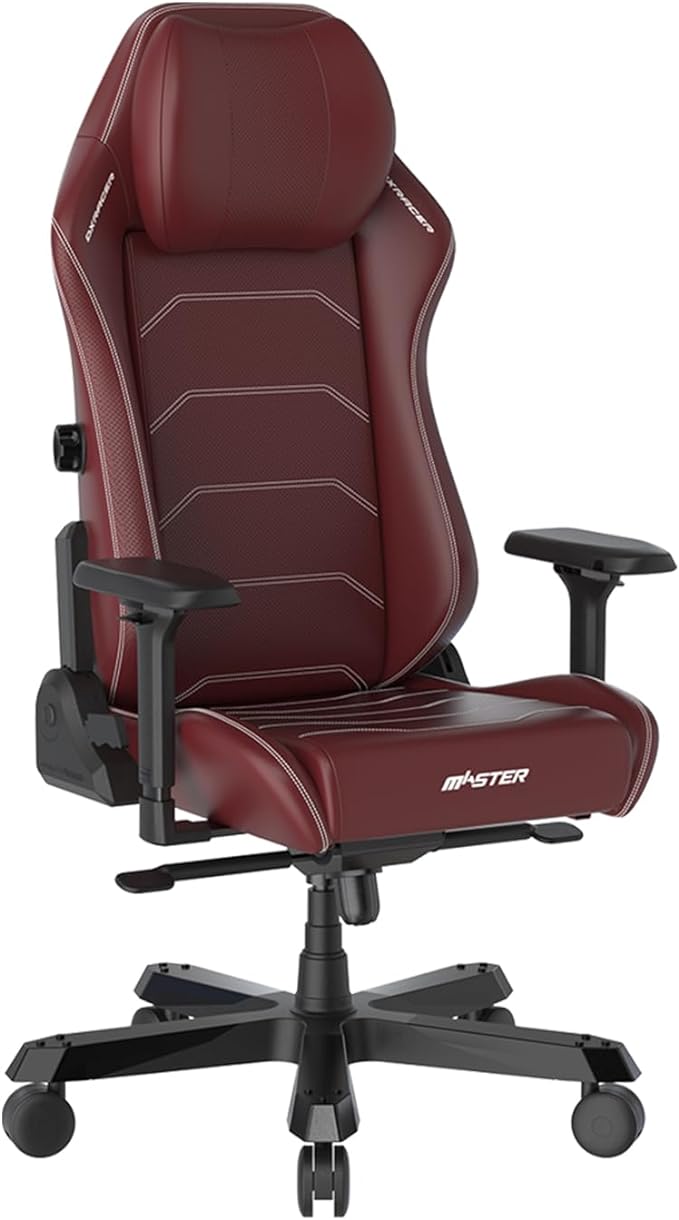 DXRacer 1238S Master Series Gaming Chair, Microfiber Leather, 4D Armrests, Multi-functional Tilt, 3" Casters, High Density Mold Shaping Foam, 220lbs Recommended Weight, Red | MAS-I238S-R-A3