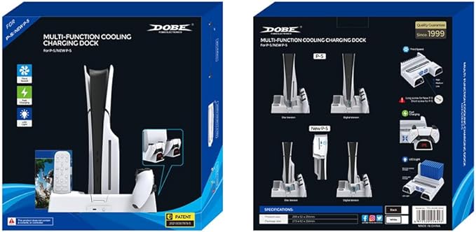 Dobe PS5 Slim Console Multi-Function Cooling Charging Station.