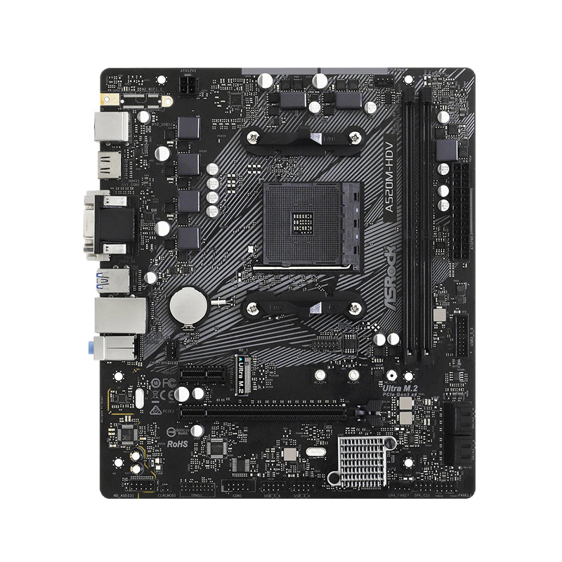 ASRock A520M-HDV AM4 AMD A520 SATA 6Gb/s Micro ATX AMD Motherboard-GC