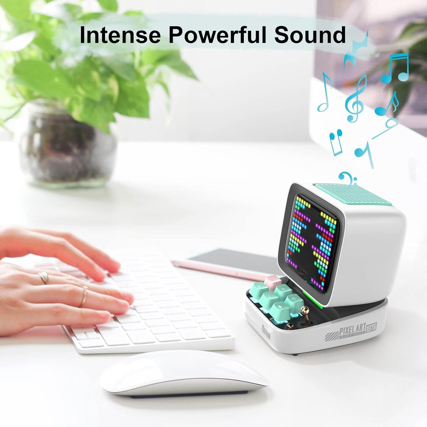 DIVOOM DITOO-PRO RETRO PIXEL ART GAMING PORTABLE BLUETOOTH SPEAKER WITH APP CONTROLLED 16X16 LED FRONT PANEL, ALSO A SMART ALARM (WHITE)