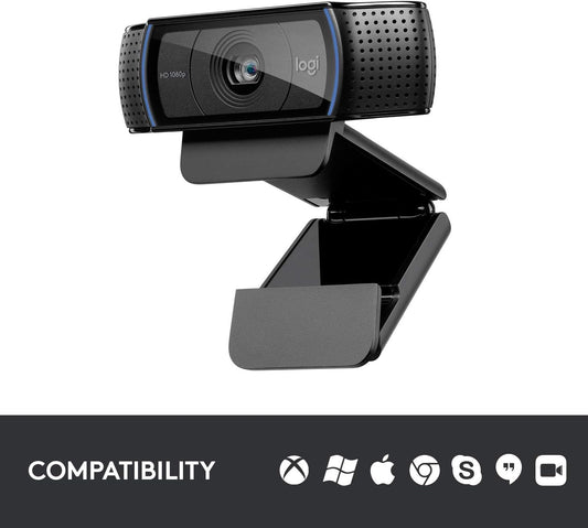 Logitech HD Pro Webcam C920, Widescreen Video Calling and Recording, 1080p Camera, Desktop or Laptop Webcam Games Corner