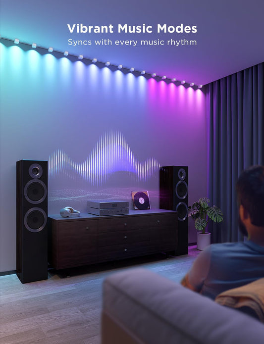 Govee rgbic string downlights, smart led string lights works with alexa,  16.4ft/5m with 25 leds, music sync, white - h608a