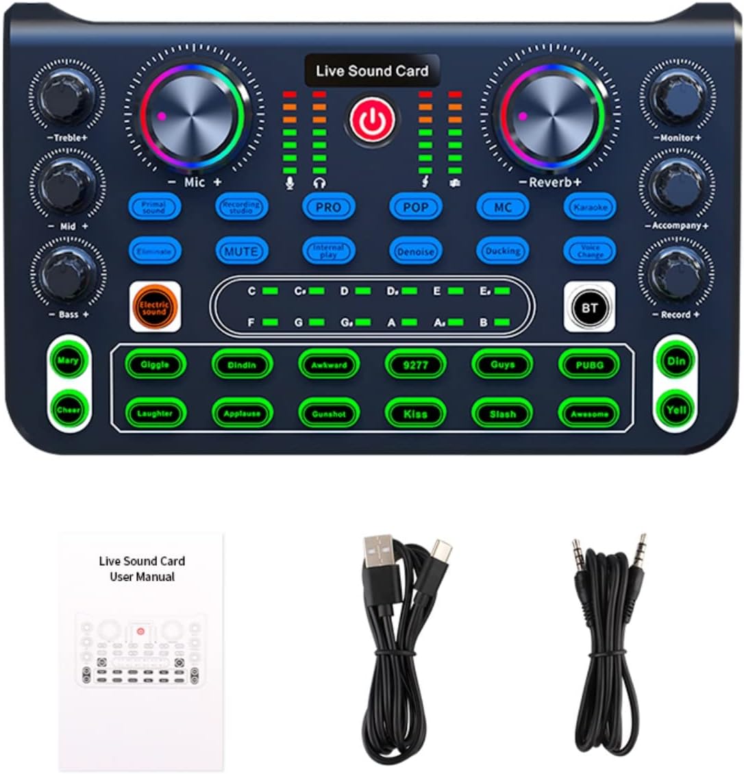 X60 Podcast Recording Equipment with Podcast Mixer,Voice Changer for Voice Chat and Cool Lights,Sound Card,DJ Audio Mixer Interface for Live Streaming Brand: SIBORIE