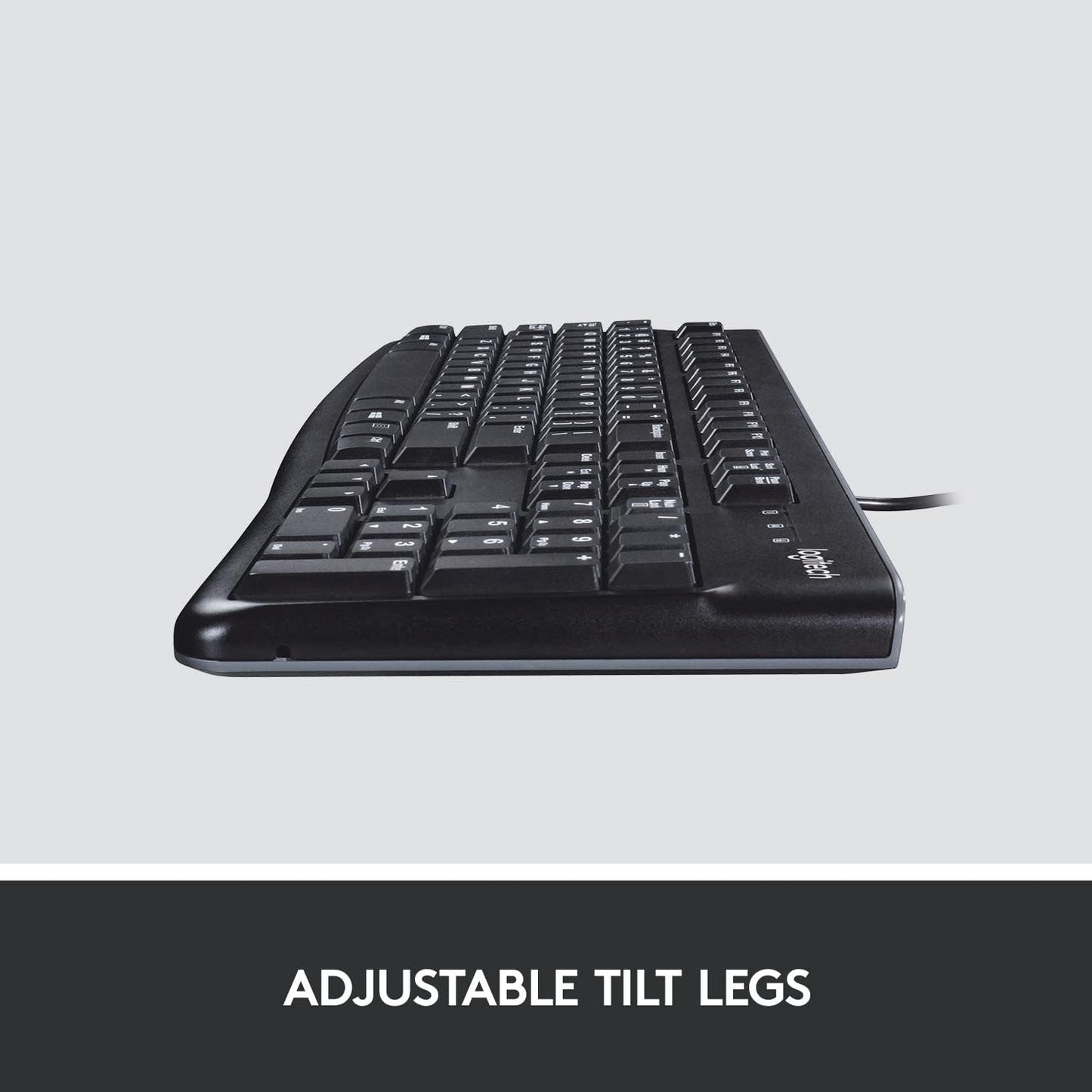 Logitech K120 Wired Keyboard for Windows, USB Plug and Play, Full Size, Spill Resistant, Curved Space bar PC / Laptop, English Layout Black - Games Corner