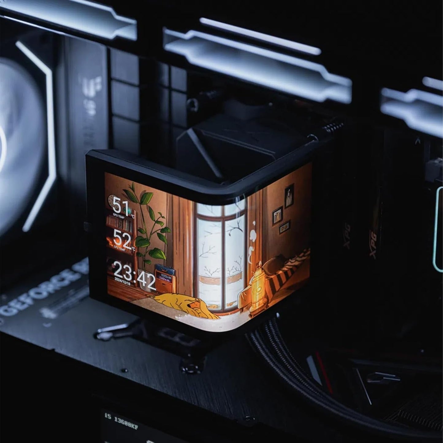 TRYX Panorama SE 360 ARGB Black 360mm AIO Rotatable 6.5'' AMOLED Curved Screen 3D Anamorphic Effect Customizable AIO Cooler 360mm Black Asetek Adela 280w TDP Intel LGA 1851/1700/1200/115X AMD AM5/AM4