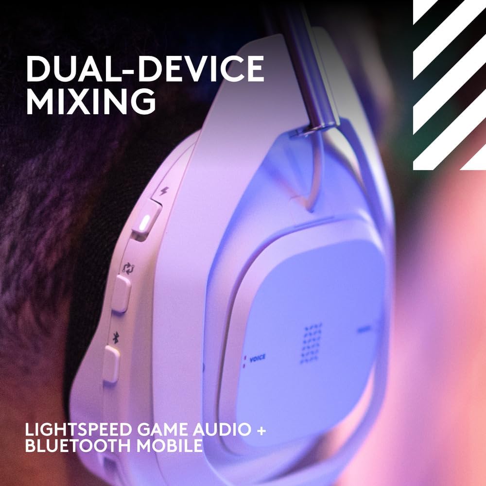 Logitech G Astro A50 X Omni-Platform Wireless Gaming Headset + Base Station for PS5, Xbox, PC: PLAYSYNC Video & Audio Switcher - White