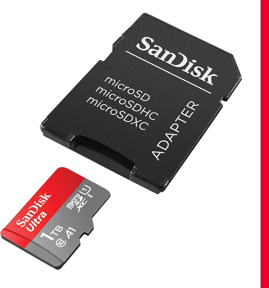 SanDisk 1TB Ultra microSDXC UHS-I Memory Card with Adapter - Up to 150MB/s, C10, U1, Full HD, A1, MicroSD Card.