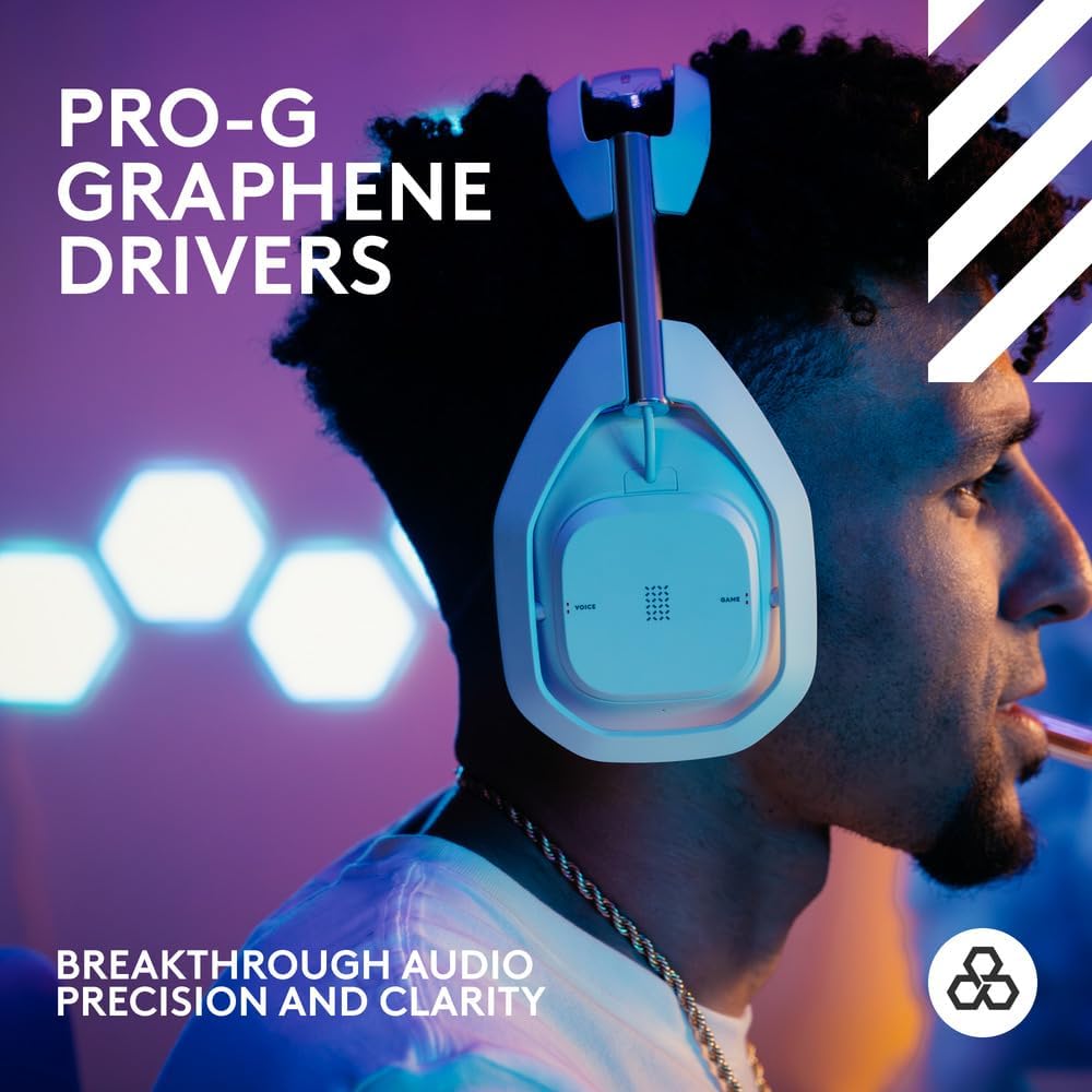 Logitech G Astro A50 X Omni-Platform Wireless Gaming Headset + Base Station for PS5, Xbox, PC: PLAYSYNC Video & Audio Switcher - White