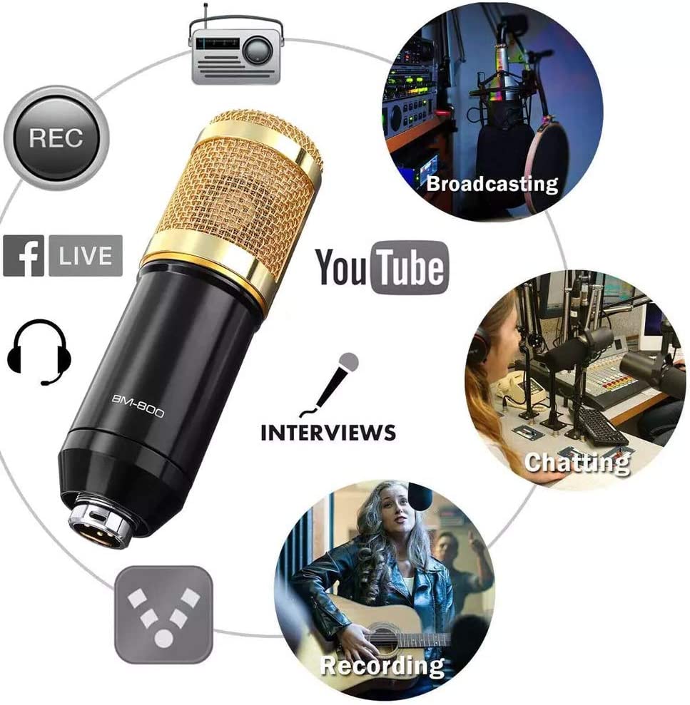 ALPOWL Podcast Equipment Bundle, Audio Interface with All in One Live Sound Card and Condenser Microphone, Perfect for Recording, Broadcasting, Live Streaming (Gold)