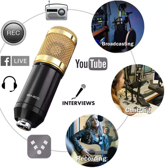ALPOWL Podcast Equipment Bundle, Audio Interface with All in One Live Sound Card and Condenser Microphone, Perfect for Recording, Broadcasting, Live Streaming (Gold)