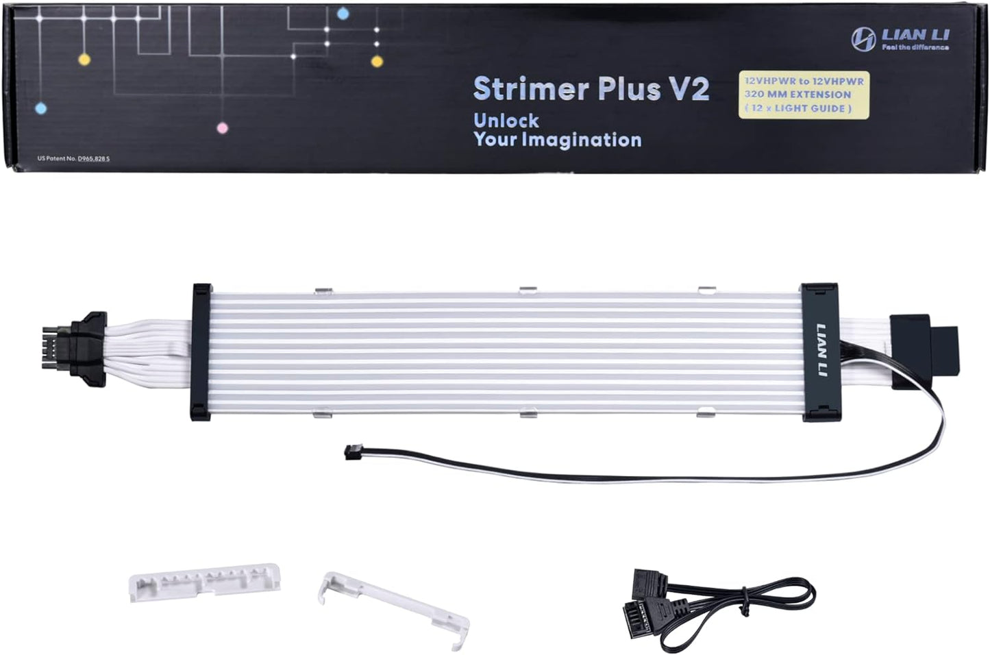 Lian Li Strimer Plus V2 12VHPWR (12+4 To 3x8 Pin) 8 Light Guides ARGB Extension Cable, Strimer-3X8-8PV2