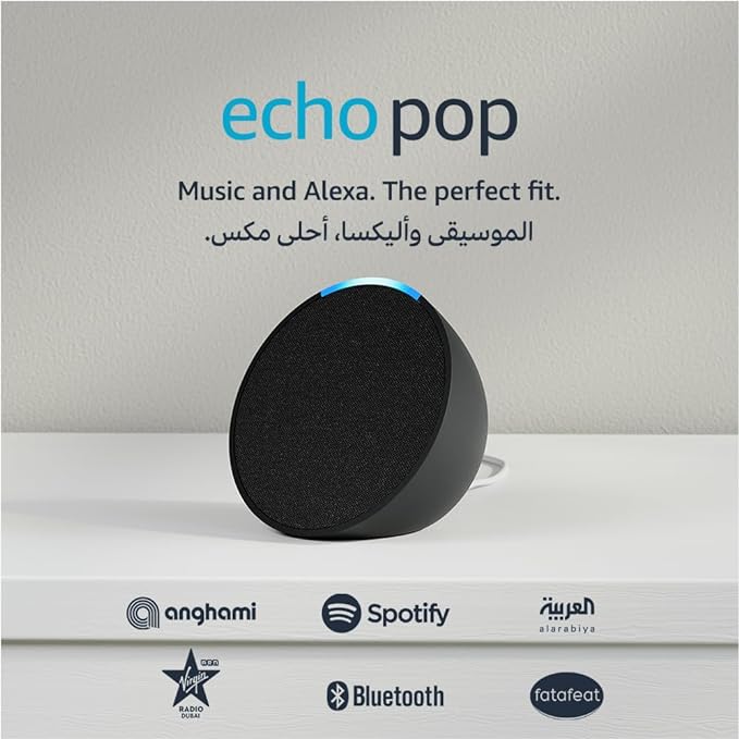 ECHO POP | FULL SOUND COMPACT SMART SPEAKER WITH ALEXA | CHARCOAL